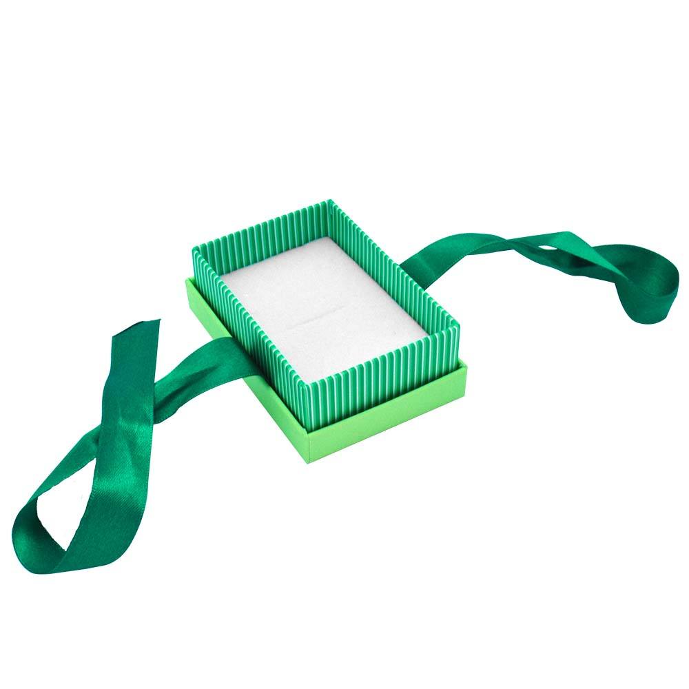 Green and White Striped Jewelry Earring and Ring Combination Box