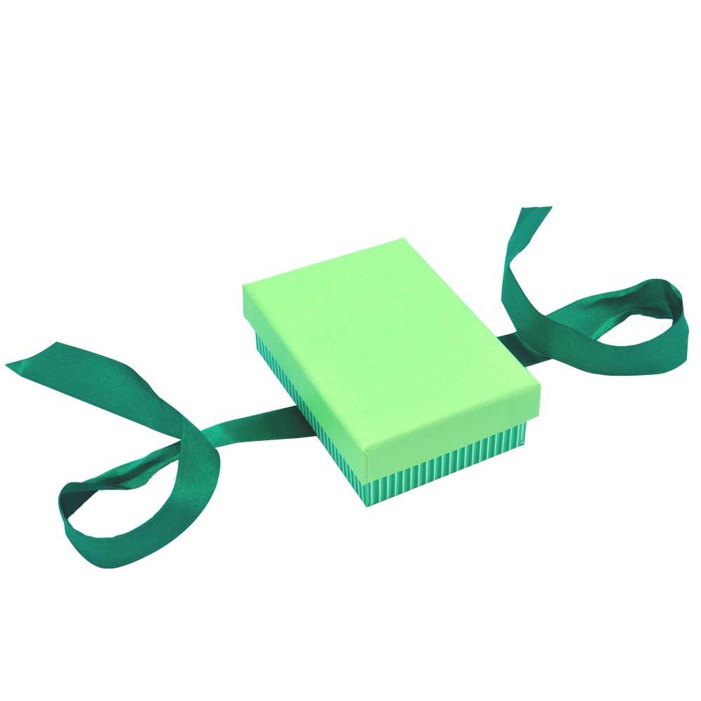 Green and White Striped Jewelry Earring and Ring Combination Box