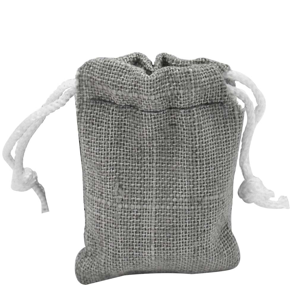 Grey Linen Small Gift Pouches with Drawstring, 1-3/4" x 2"
