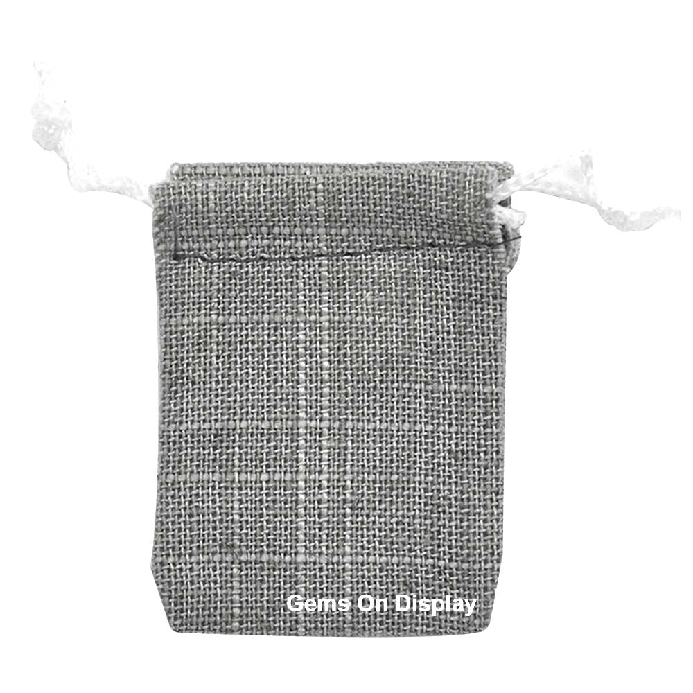 Grey Linen Medium Gift Pouches with Drawstring, 2-3/4" x 3"