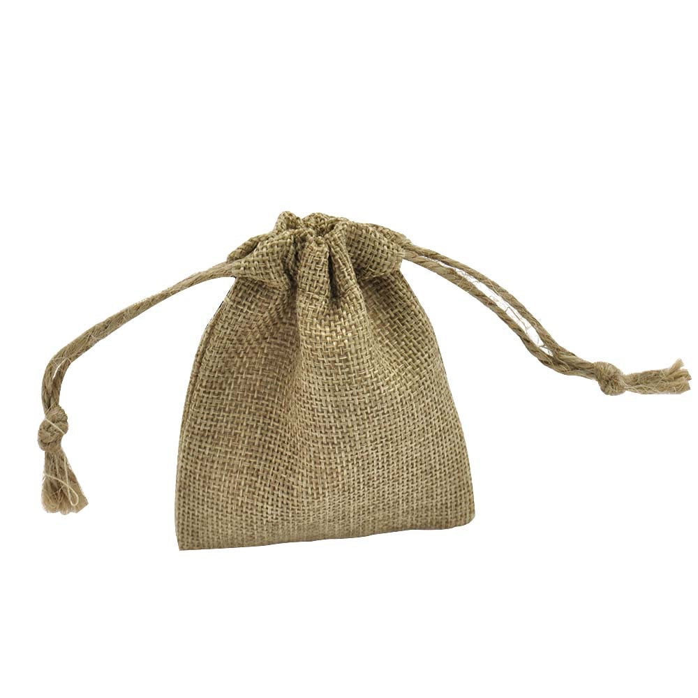 Brown Burlap Drawstring Gift Pouches, 12 Per Pack