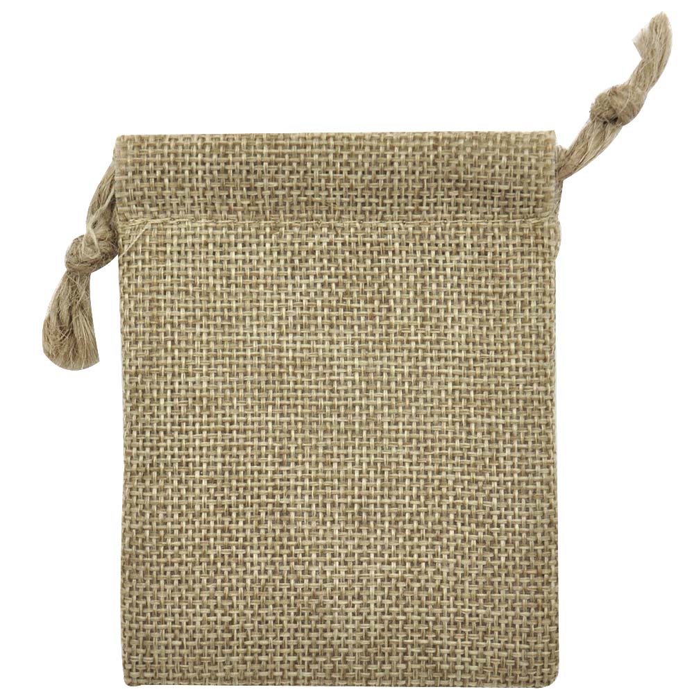 Brown Burlap Drawstring Gift Pouches, 2-3/4" x 3"