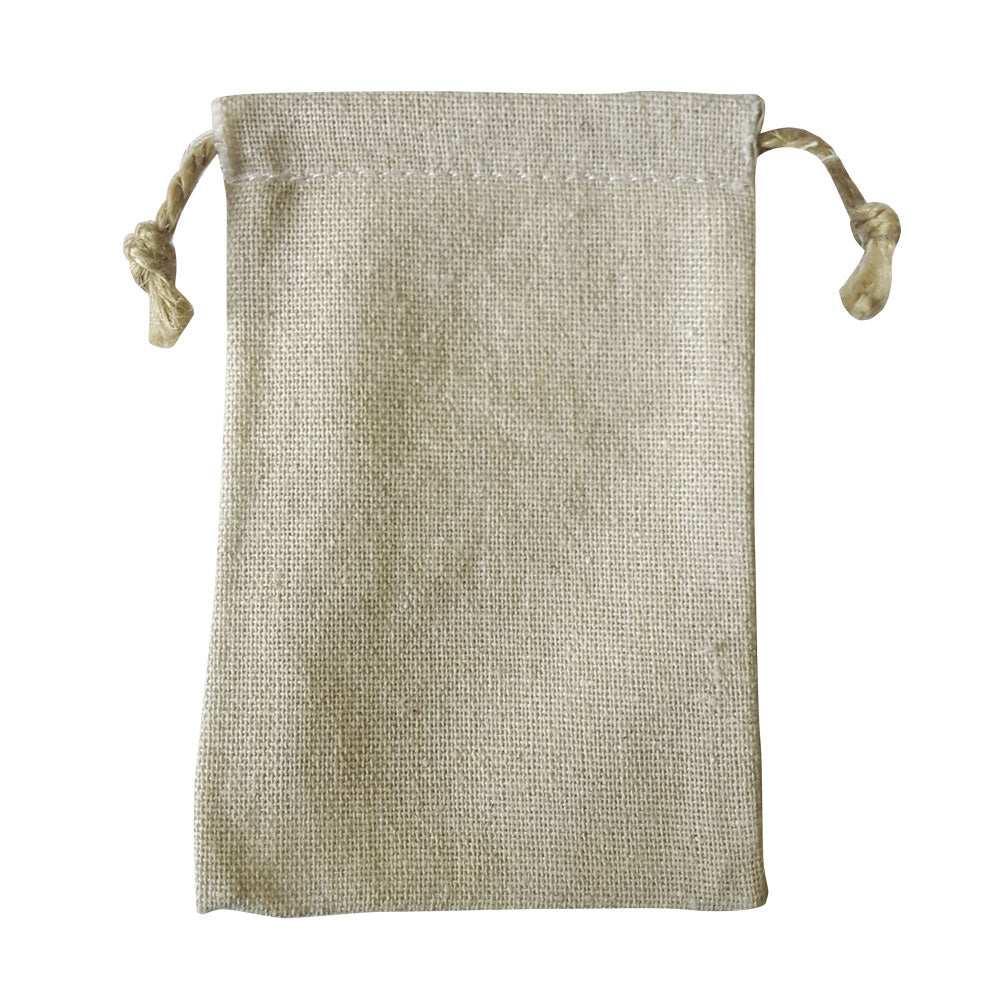 Beige Linen Drawstring Gift Pouches, 3" x 4"