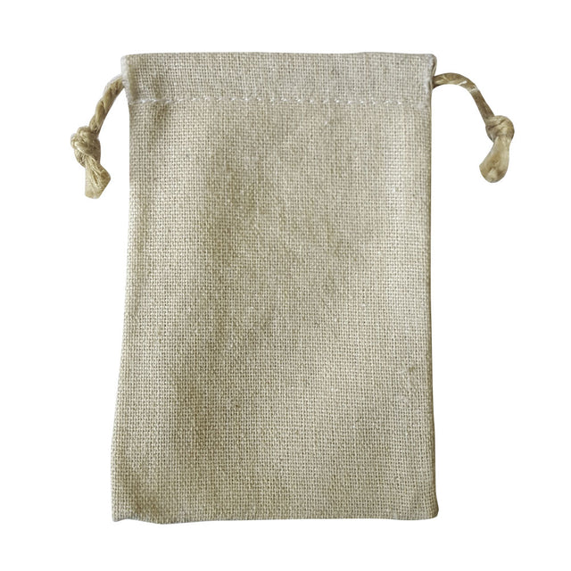 Beige Linen Drawstring Gift Pouches, 3" x 4"