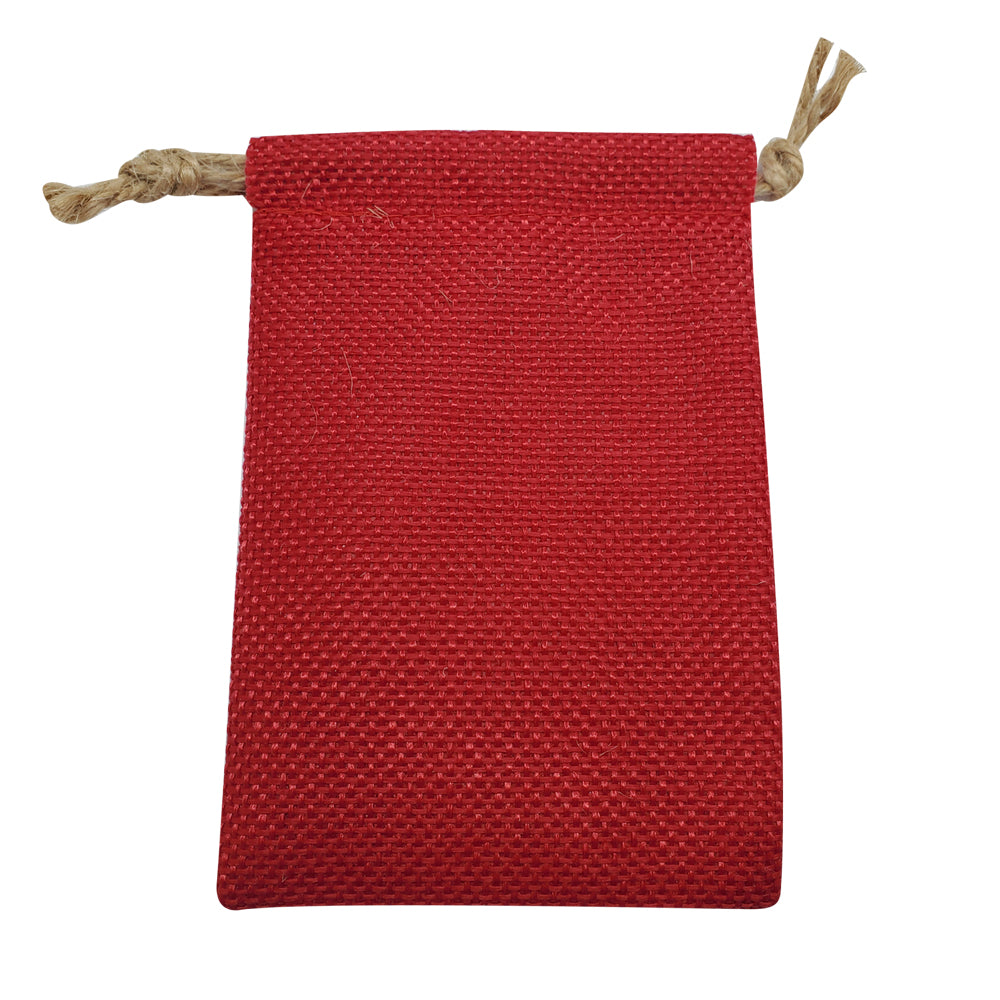 Red Burlap Drawstring Gift Pouches, 12 Per Pack