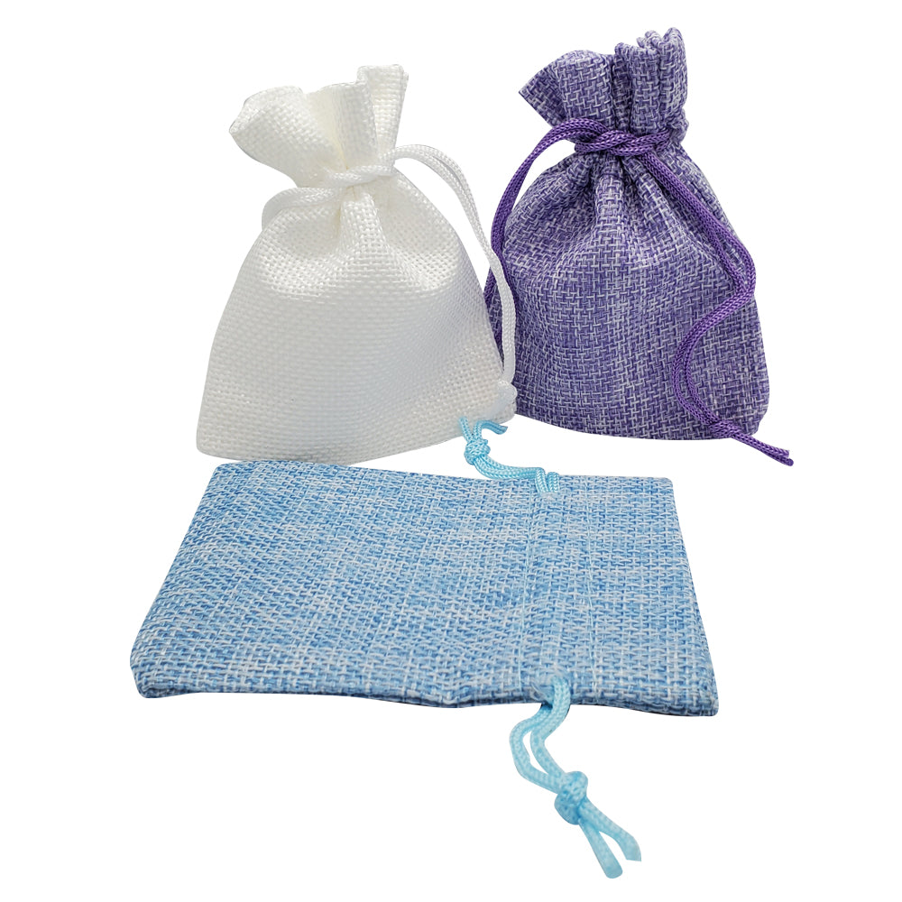 Assorted Color Burlap Drawstring Gift Pouches, 3" x 4"