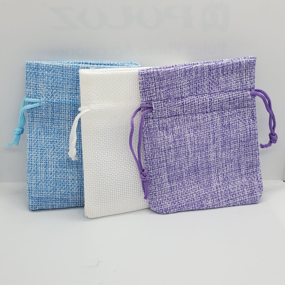 Assorted Color Burlap Drawstring Gift Pouches, 3" x 4"
