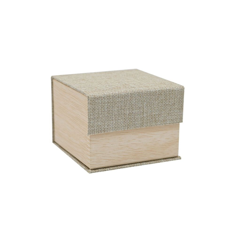 Brown Burlap and Faux Natural Wood Jewelry Bracelet or Watch Pillow Boxes