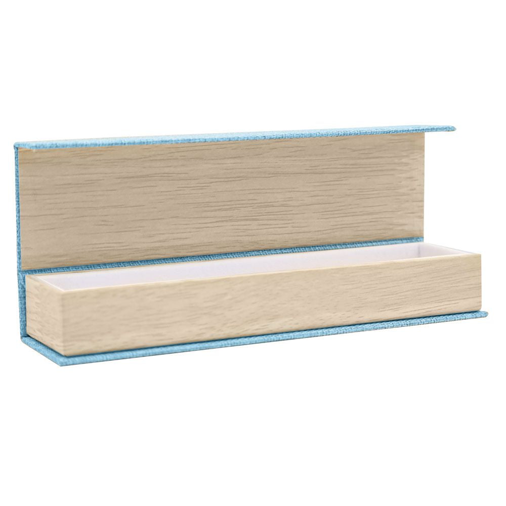 Light Blue Burlap and Faux Natural Wood Jewelry Bracelet or Watch Boxes