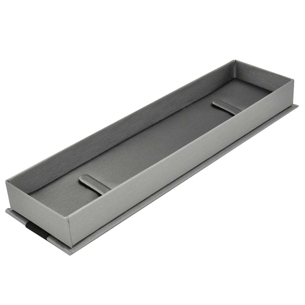Steel Grey Leatherette Jewelry Bracelet Boxes, with Brown Ribbon