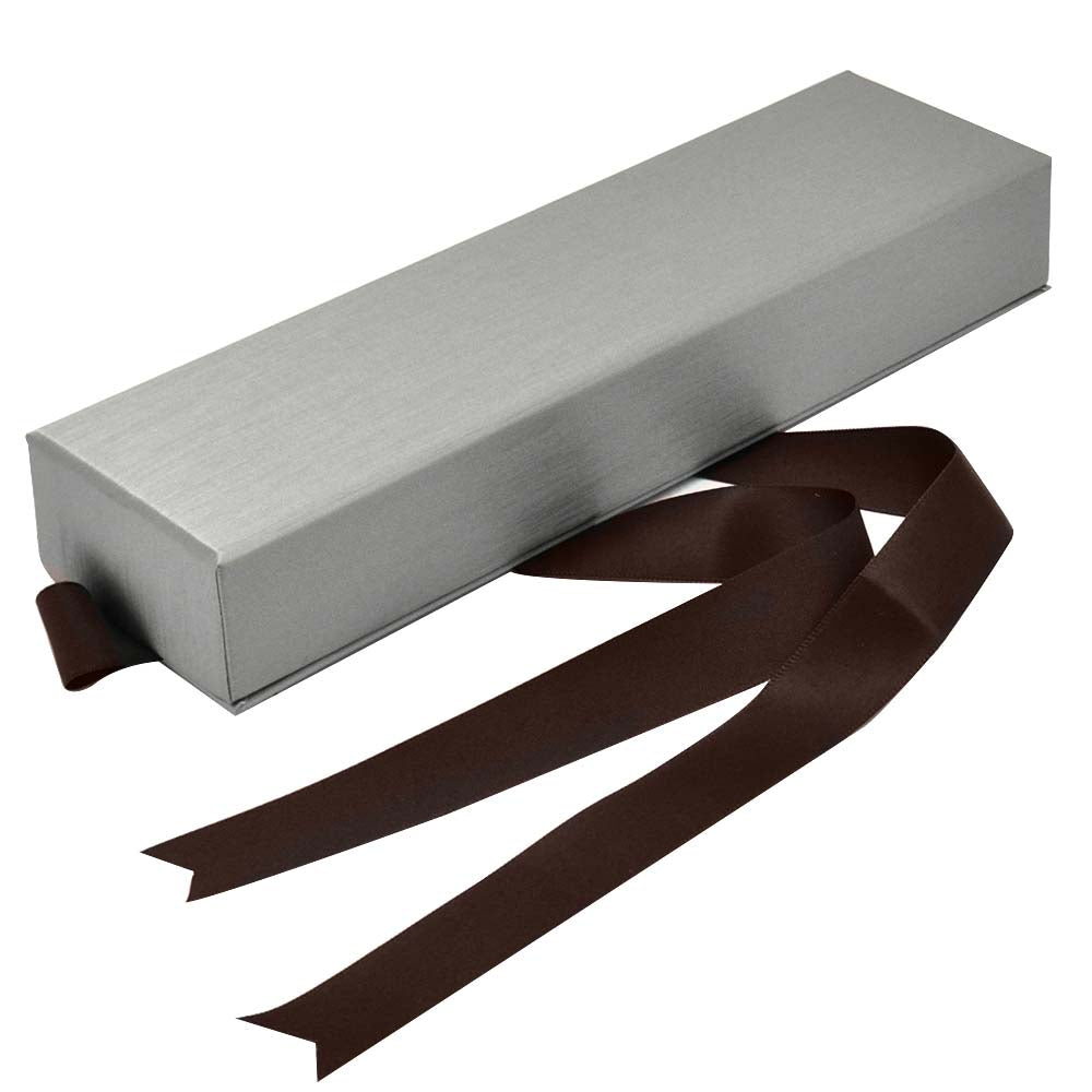 Steel Grey Leatherette Jewelry Bracelet Boxes, with Brown Ribbon