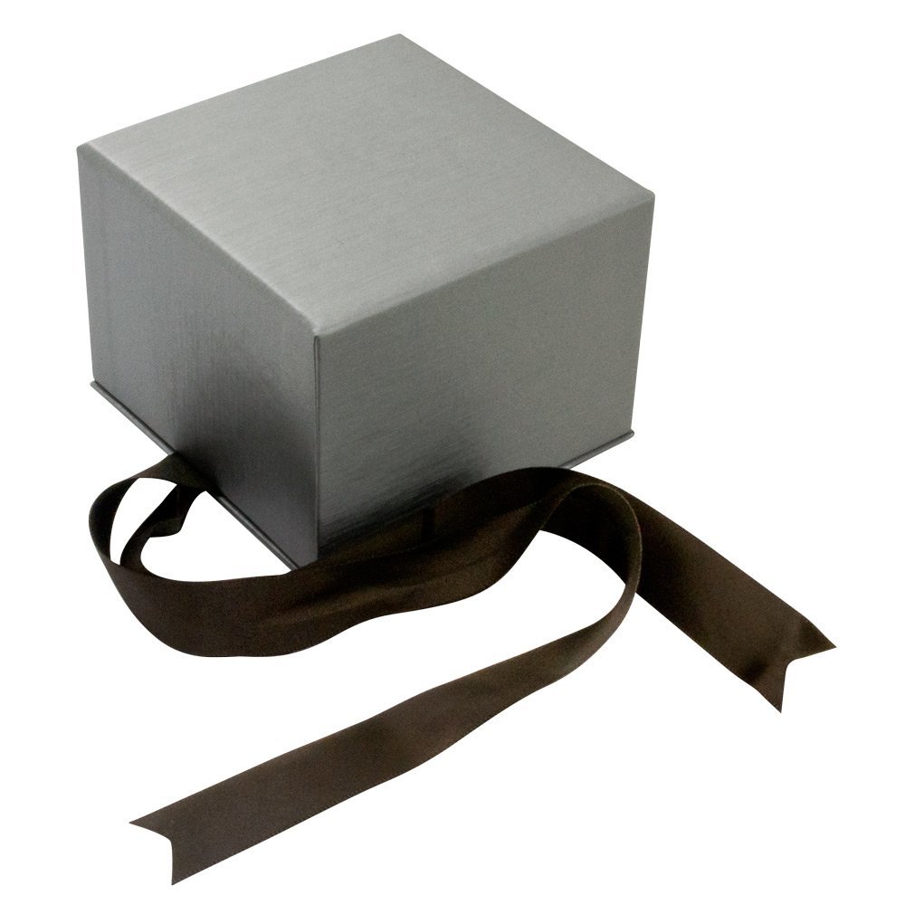 Steel Grey Leatherette Jewelry Bracelet / Watch Pillow Boxes, with Brown Ribbon