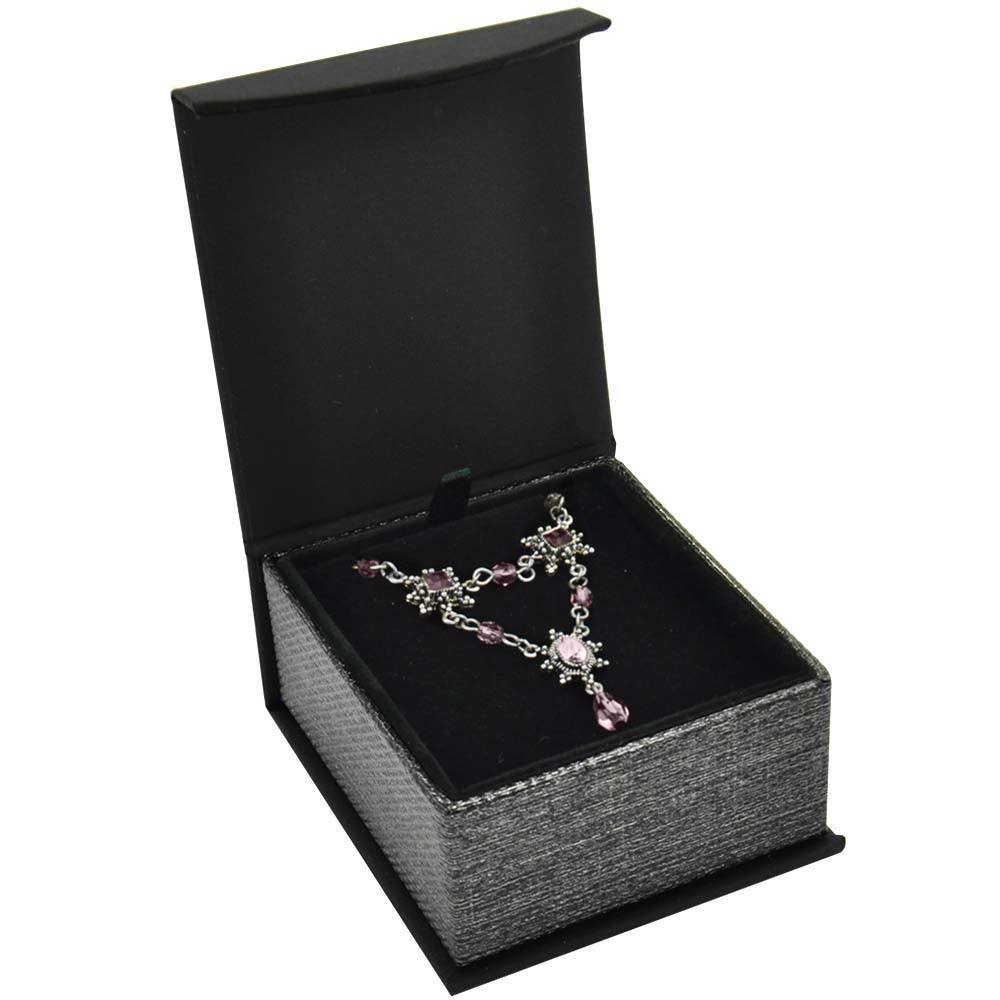 Black and Grey Magnetic Lid Jewelry Earring or Pendant Boxes