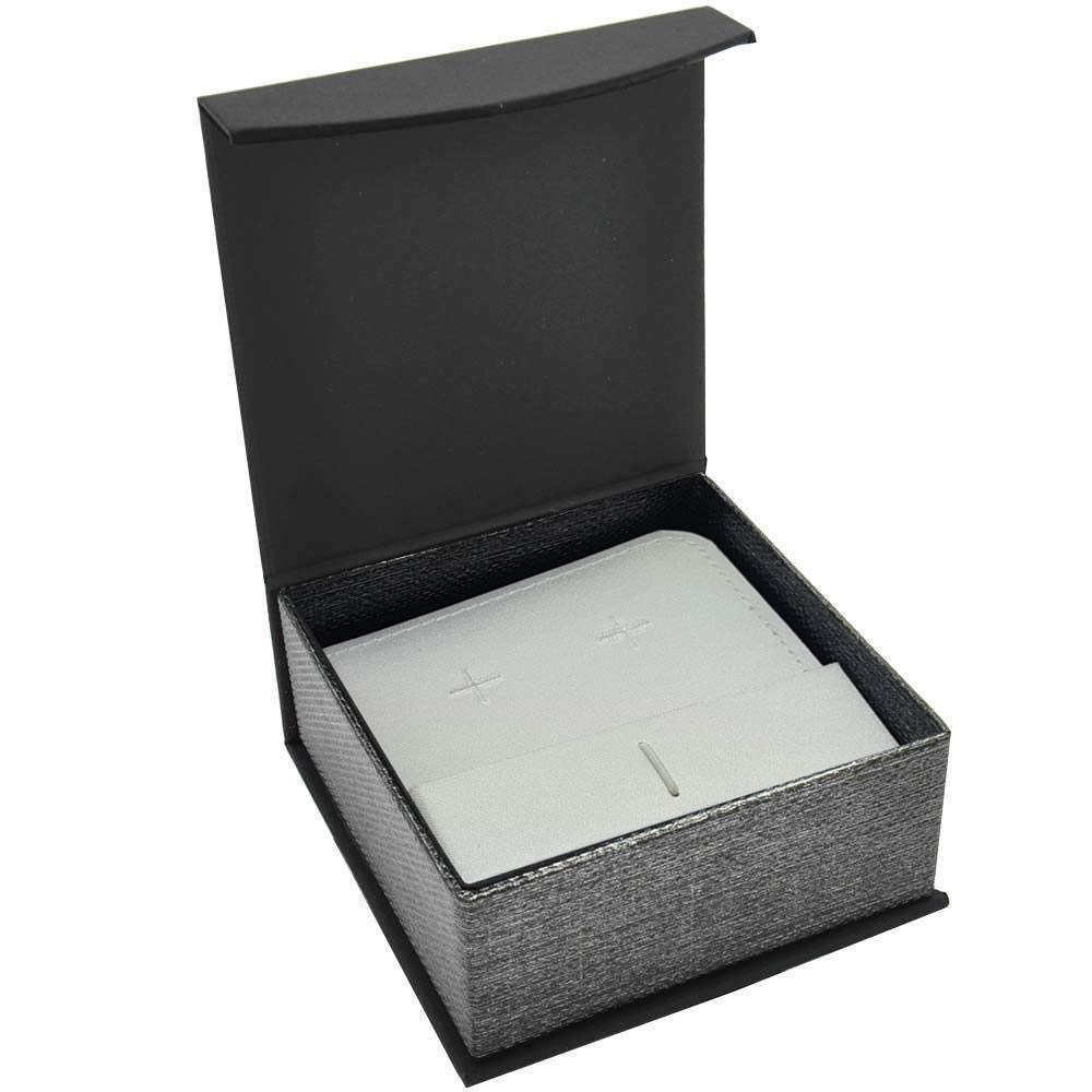 Black and Grey Magnetic Lid Cuff-link and Pin Gift Boxes