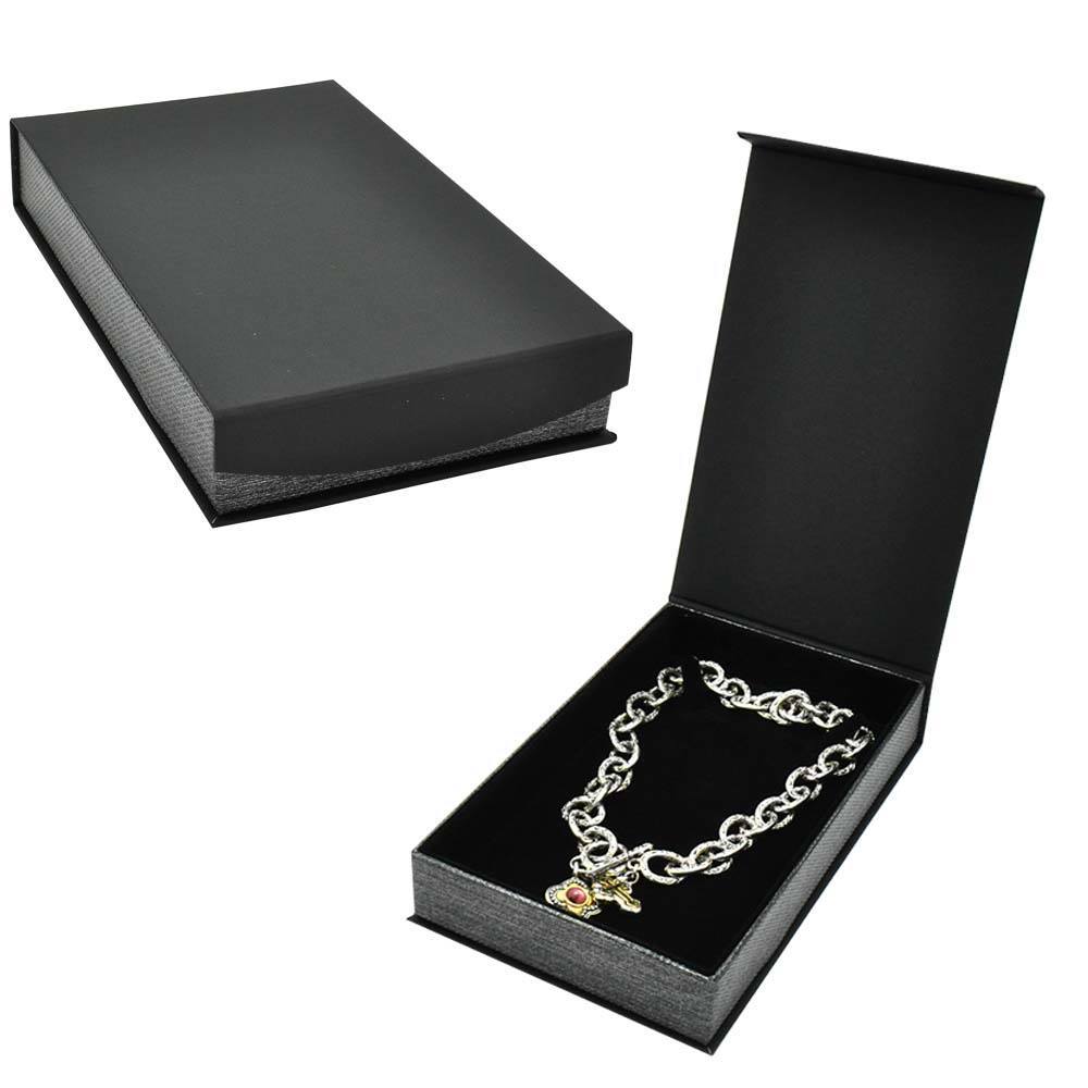 Black and Grey Magnetic Lid Jewelry Necklace Packaging Boxes