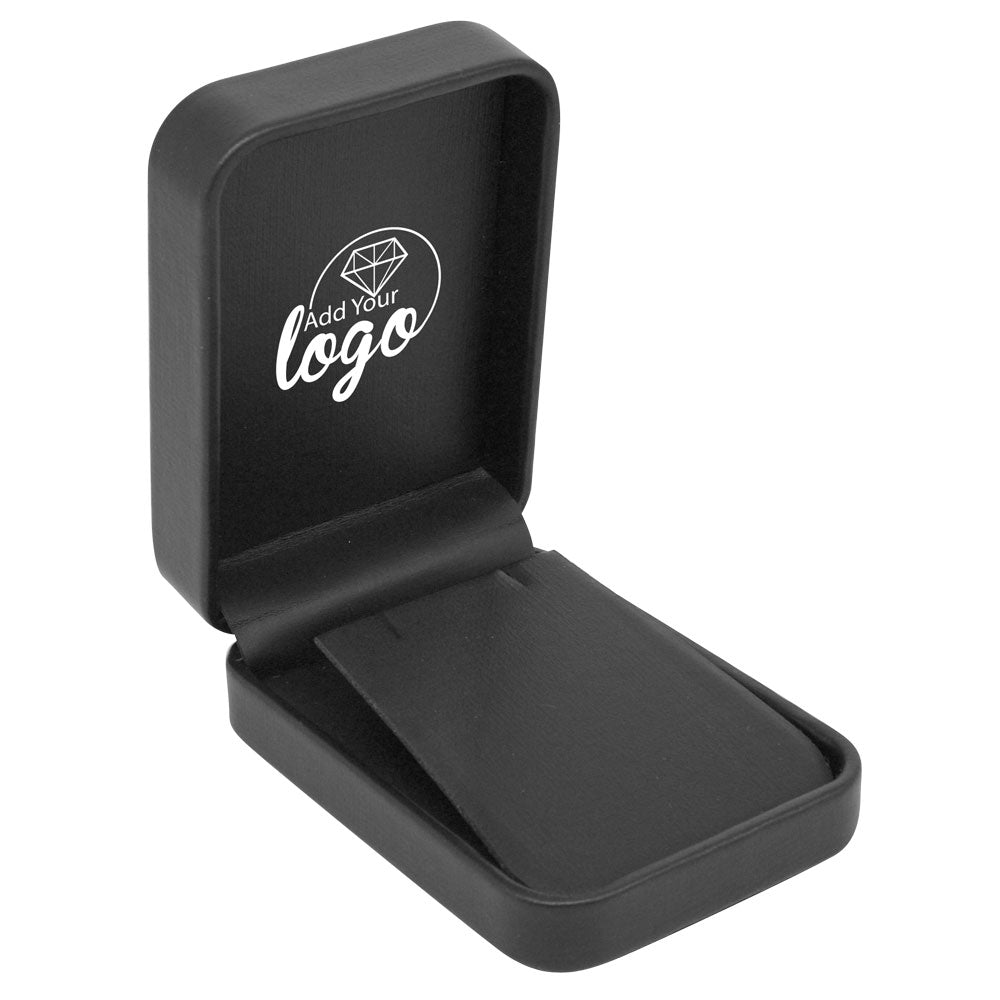Black Large Rounded Corner Leatherette Pendant/Earring Box