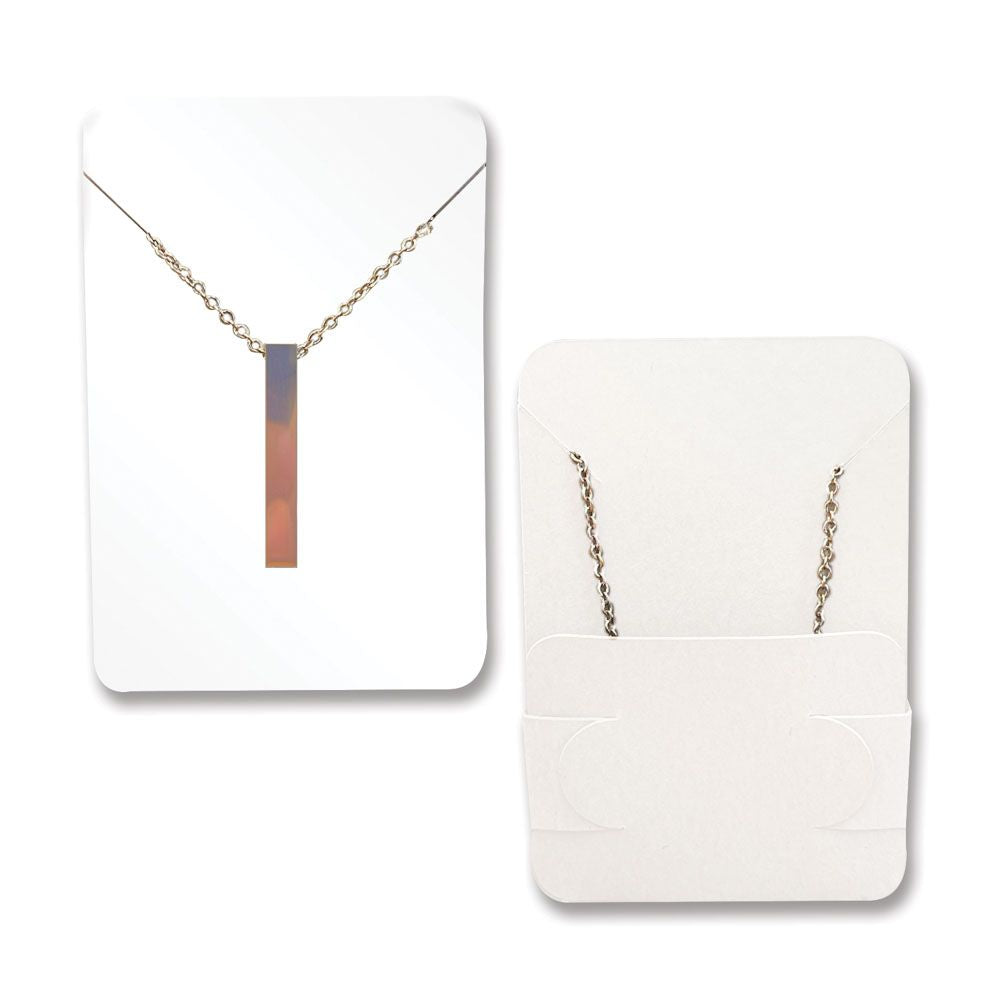 Gloss White Necklace Card with Necklace Holder 2" x 3" Rounded Corner