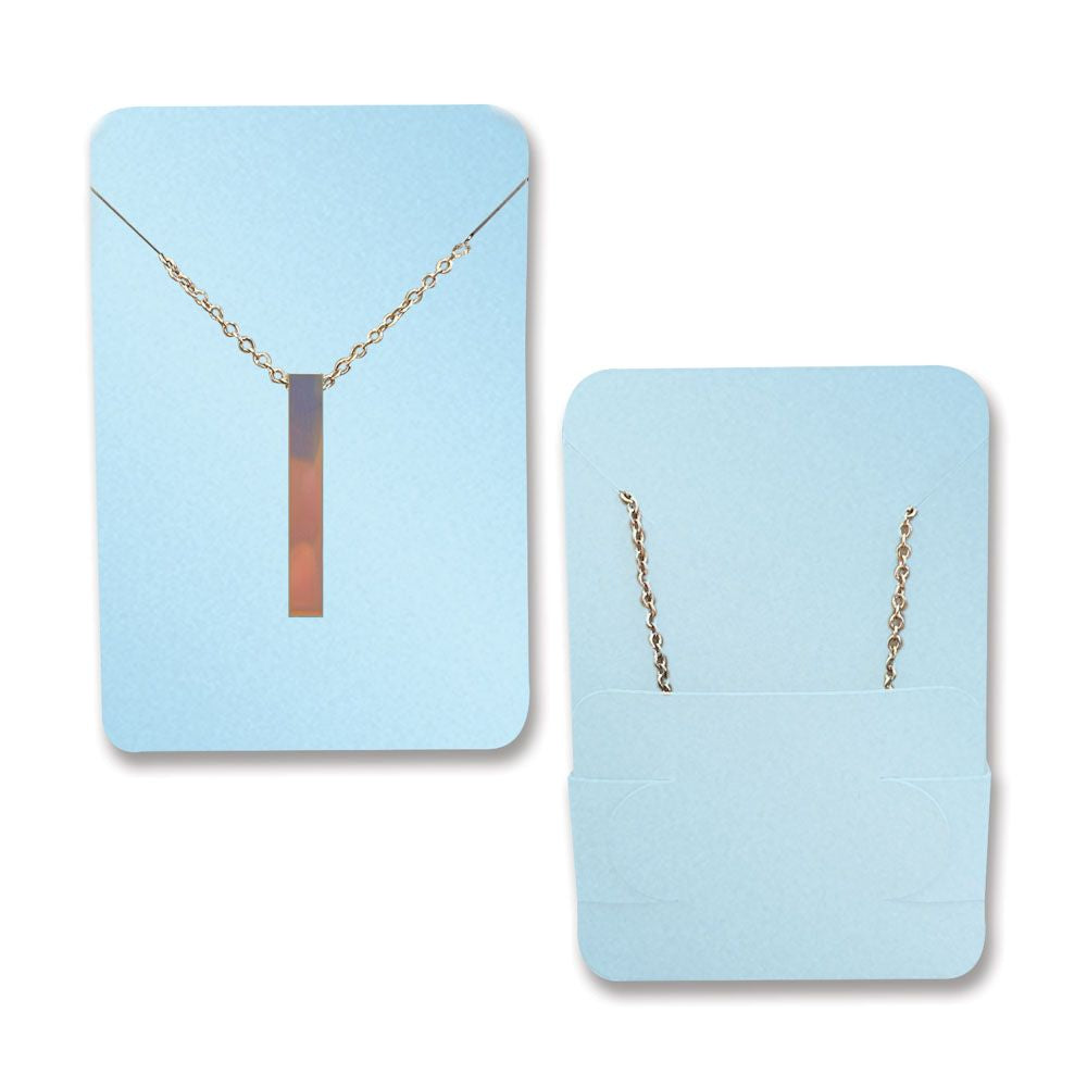 Shimmer Blue Necklace Card with Necklace Holder 2" x 3" Rounded Corner