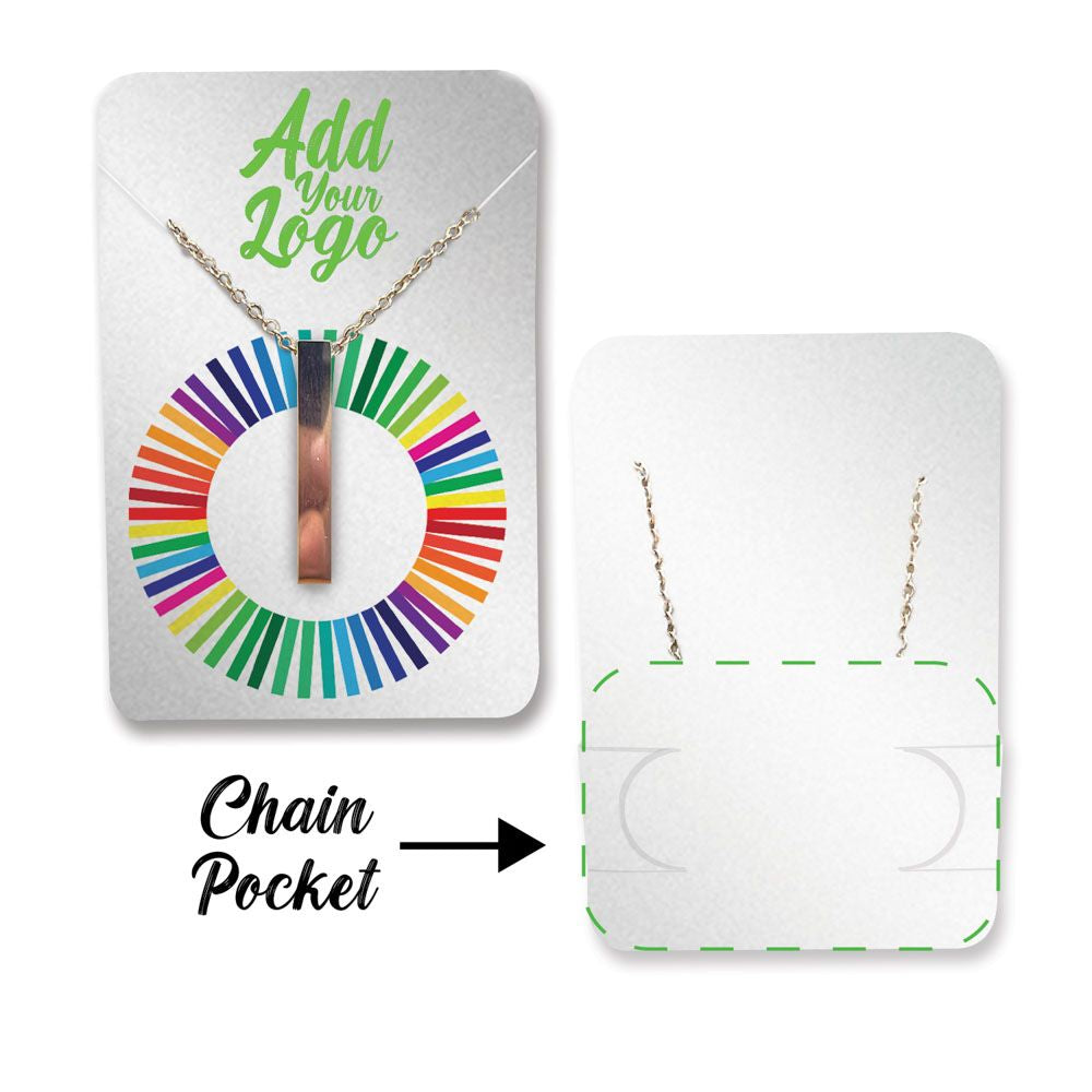 Shimmer Silver Necklace Card with Necklace Holder 2" x 3" Rounded Corner