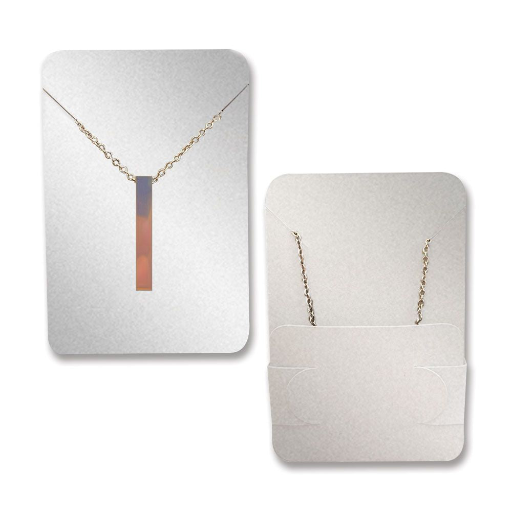 Shimmer Silver Necklace Card with Necklace Holder 2" x 3" Rounded Corner