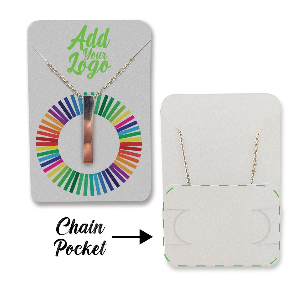 Matte Grey Necklace Card with Necklace Holder 2" x 3" Rounded Corner