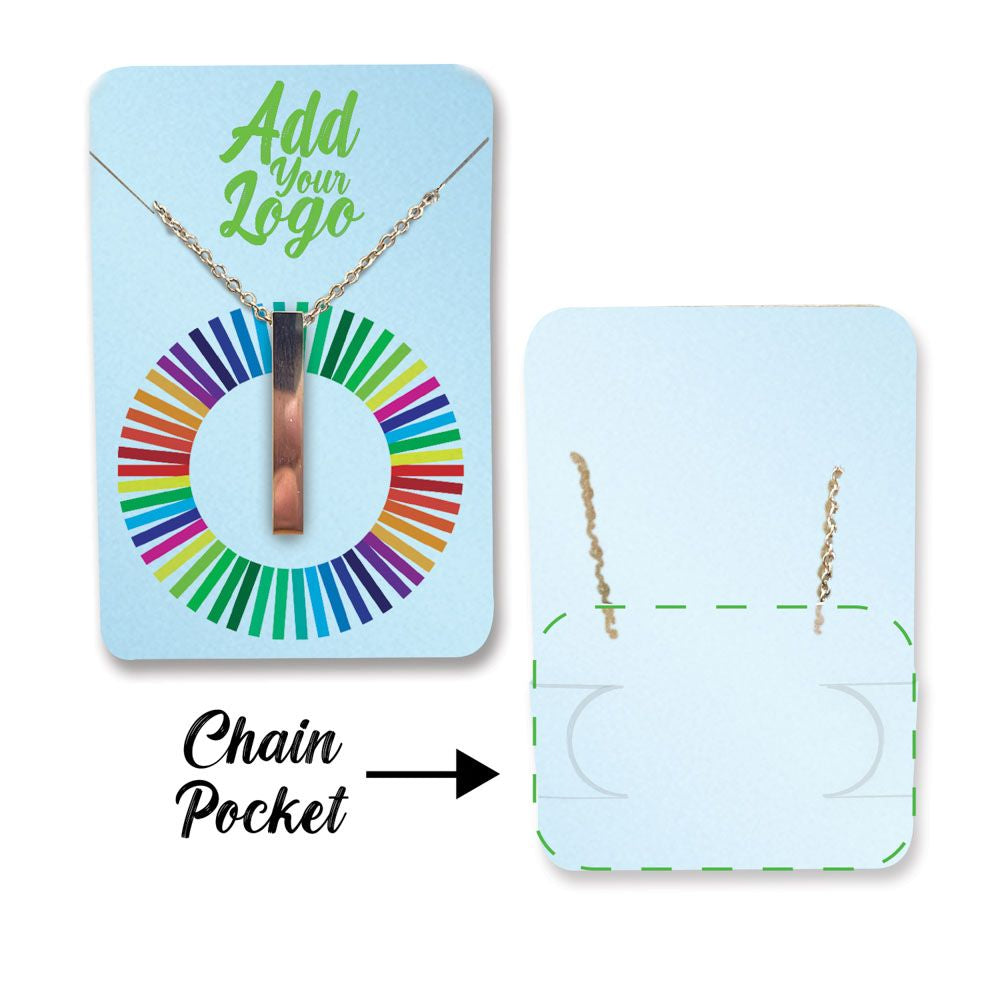 Shimmer Blue Necklace Card with Necklace Holder 2" x 3" Rounded Corner
