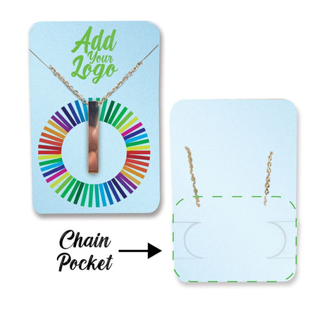 Shimmer Blue Necklace Card with Necklace Holder 2" x 3" Rounded Corner