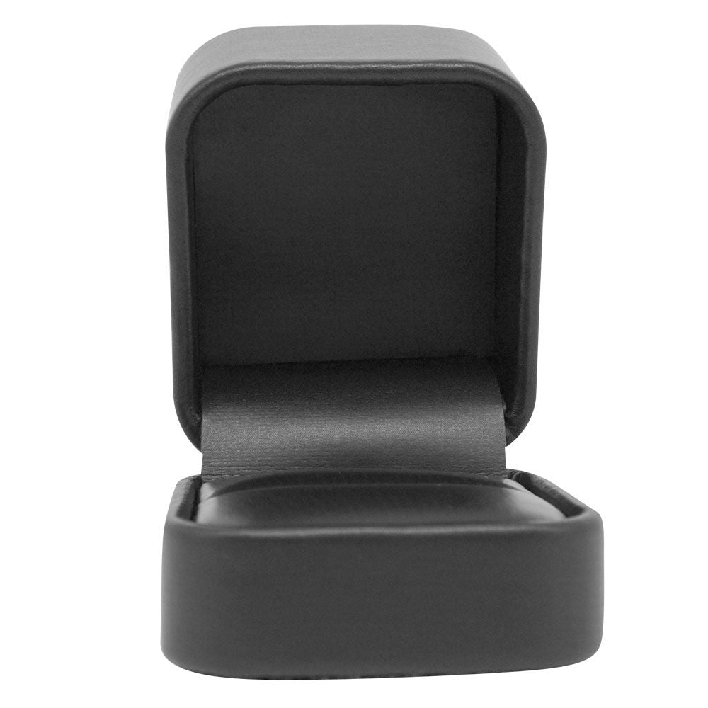Black Rounded Corner Leatherette Ring Box