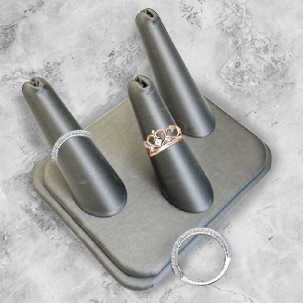 Steel Grey 3 Finger Jewelry Ring Display