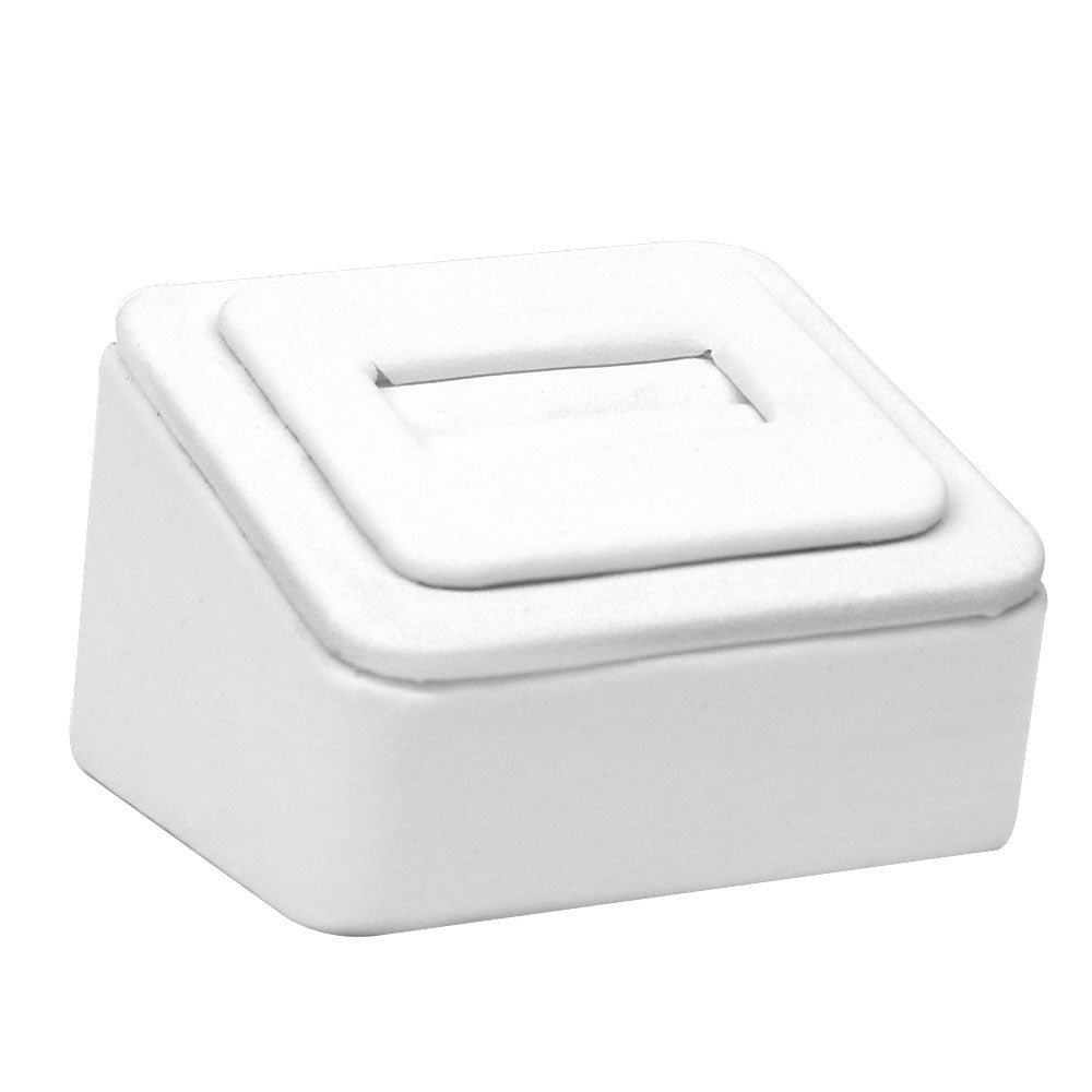 White Leatherette Single Slot Jewelry Ring Display