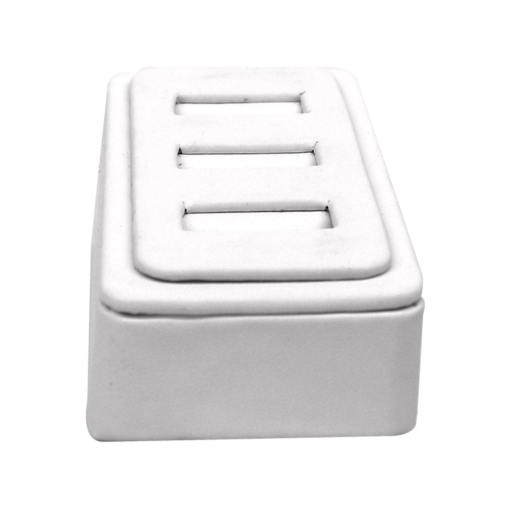 White Leatherette 3 Slot Jewelry Ring Display