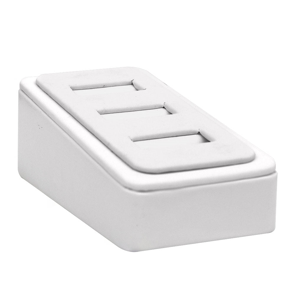 White Leatherette 3 Slot Jewelry Ring Display