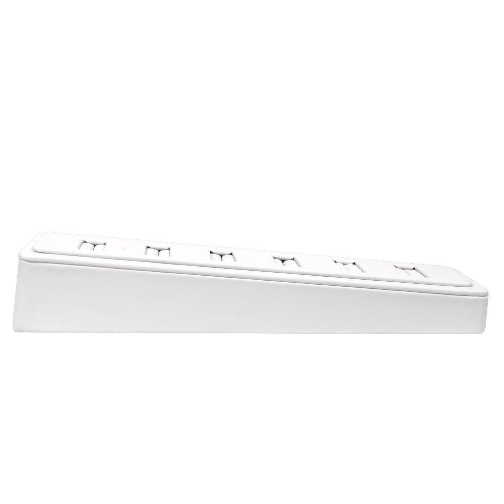 White Leatherette 6 Slot Jewelry Ring Display