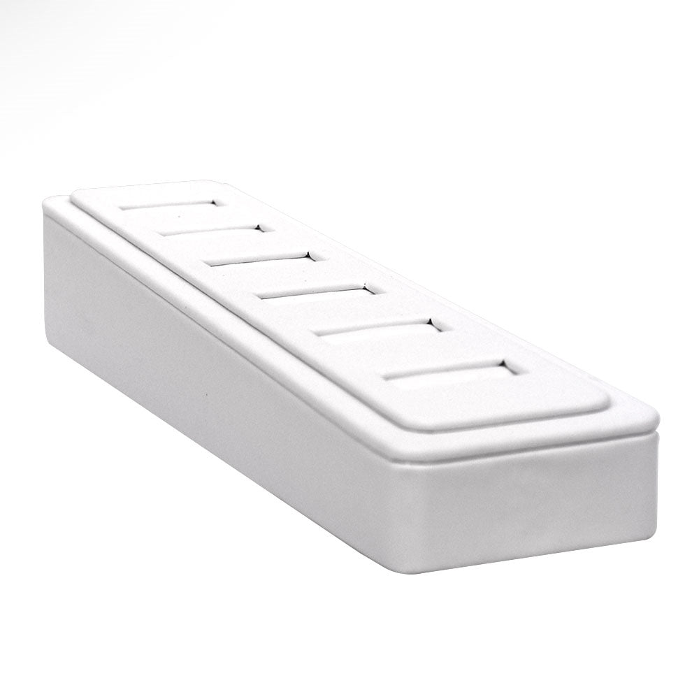 White Leatherette 6 Slot Jewelry Ring Display