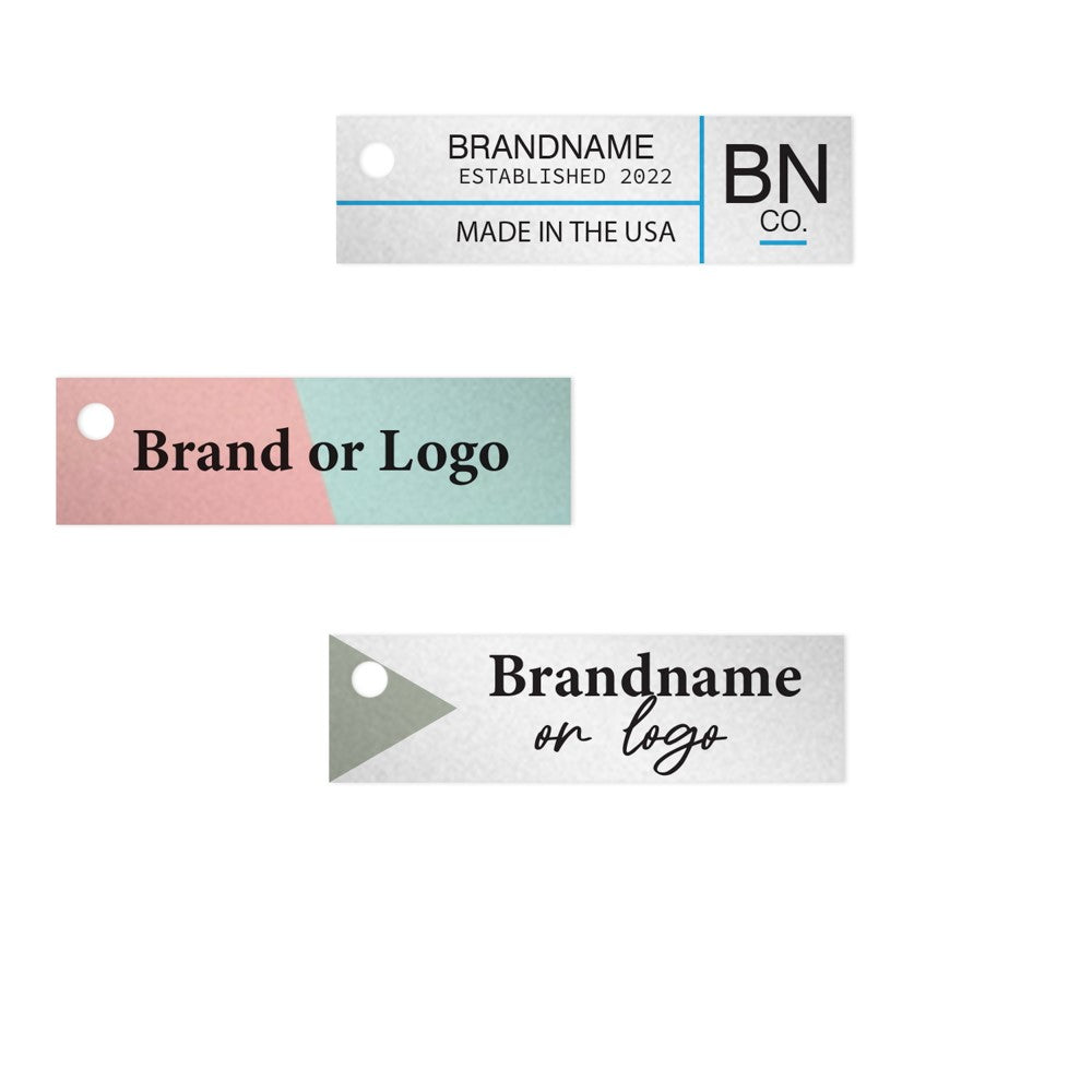 Shimmer Silver Custom Hang Tag-Rectangle - 1-3/4" x 1/2"(200 pcs)