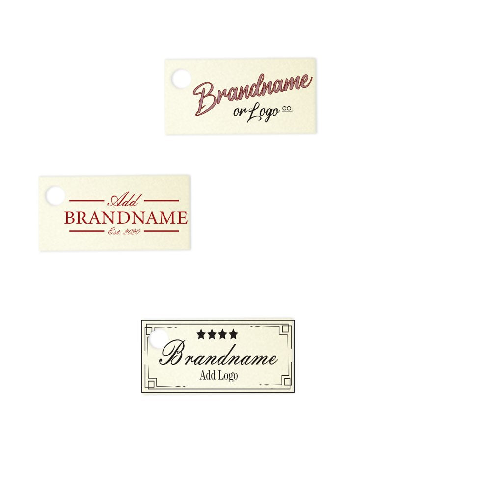 Shimmer White Gold Custom Hang Tag Rectangle - 1" x 1/2" (325 pcs)