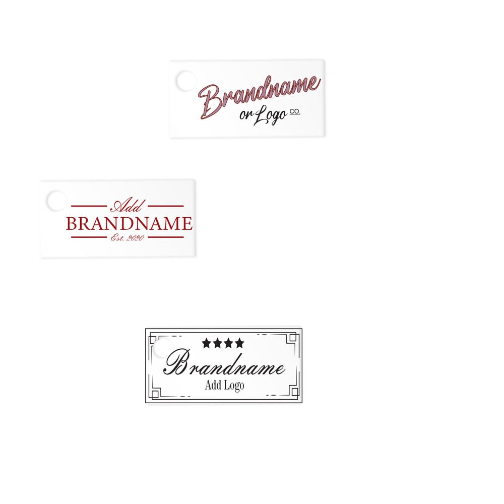Matte White Custom Hang Tag Rectangle - 1" x 1/2" (300 pcs)