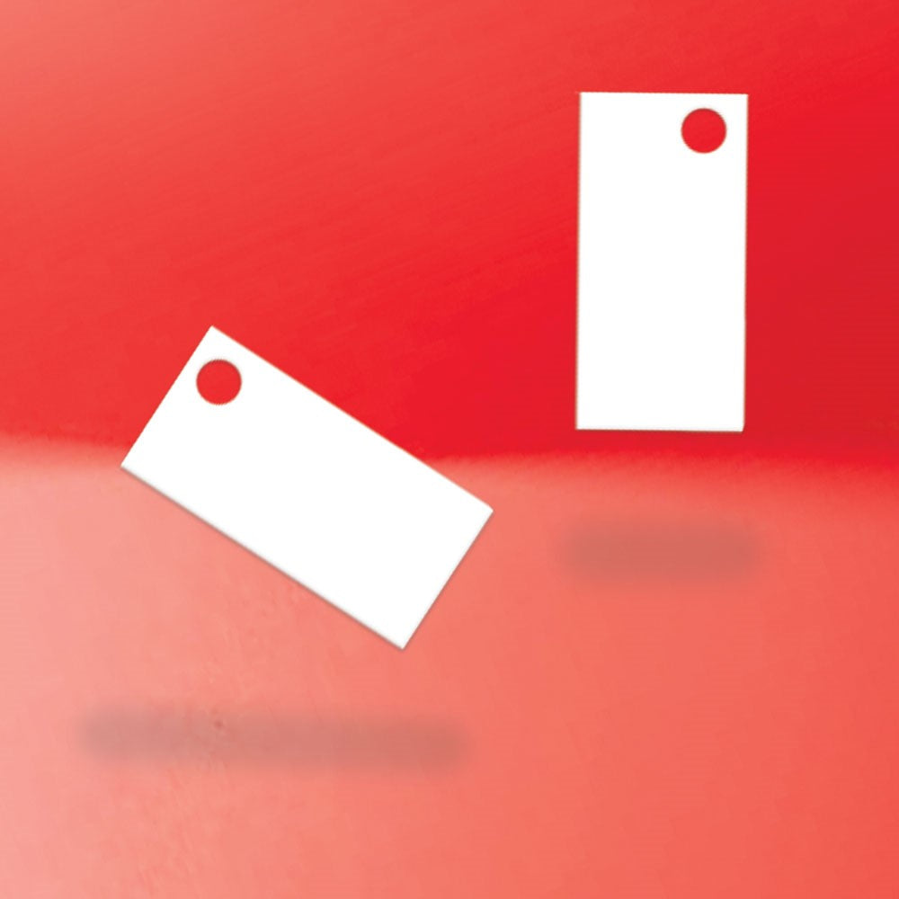 Matte White Custom Hang Tag Rectangle - 1" x 1/2" (300 pcs)