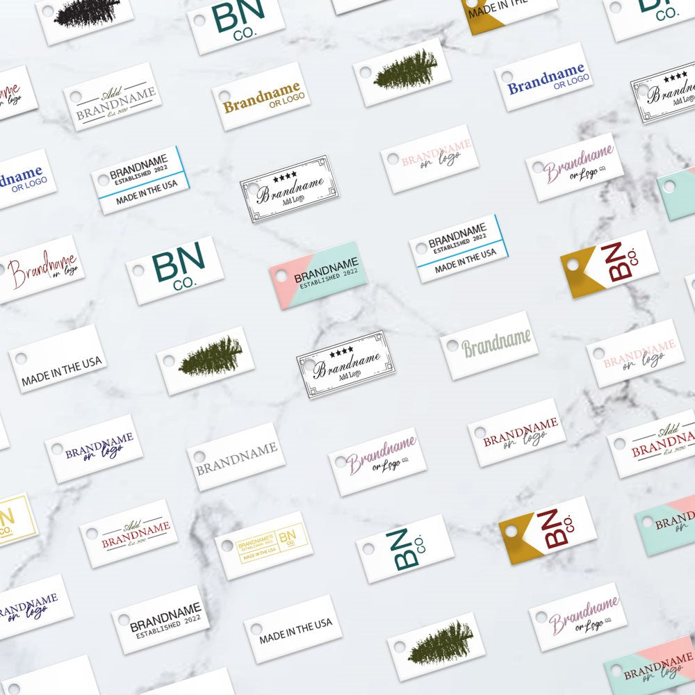 Matte White Custom Hang Tag Rectangle - 1" x 1/2" (300 pcs)