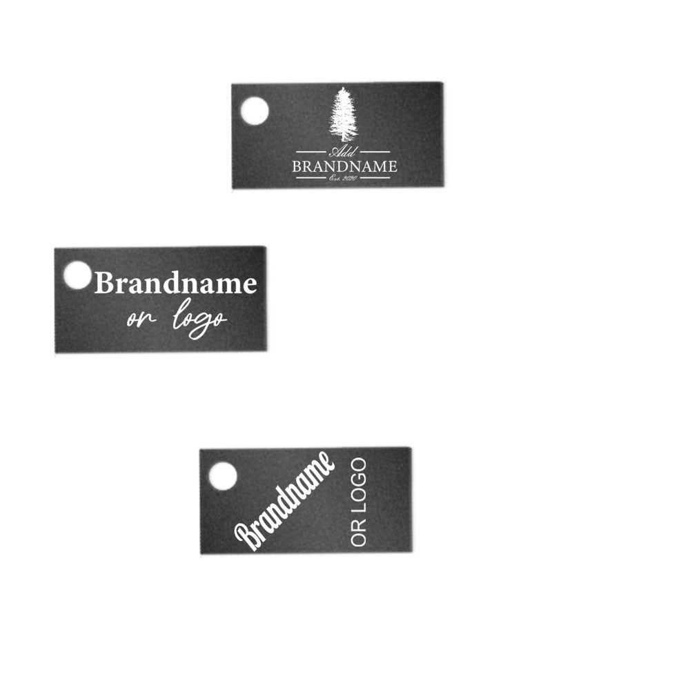 Shimmer Black Custom Hang Tag Rectangle - 1" x 1/2" (300 pcs)