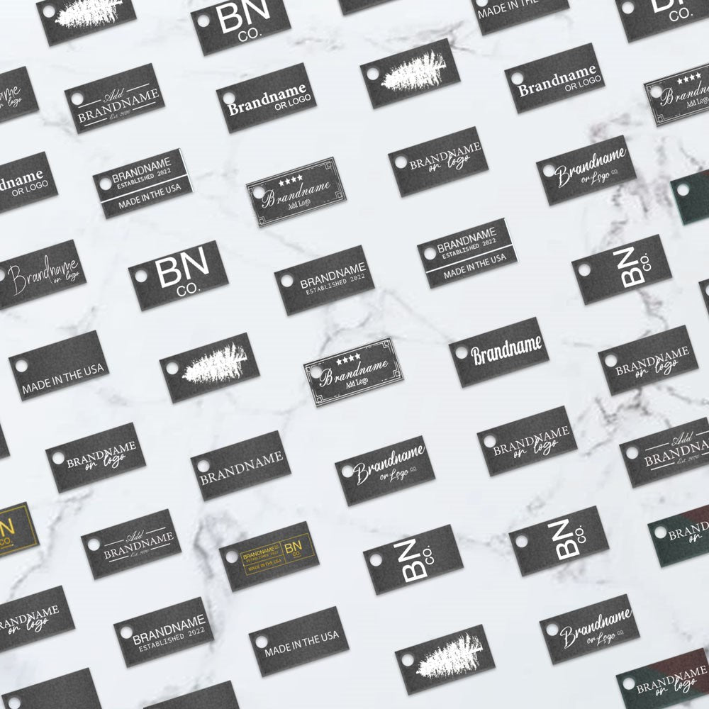 Shimmer Black Custom Hang Tag Rectangle - 1" x 1/2" (300 pcs)