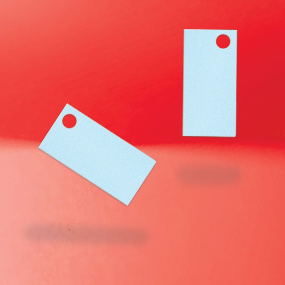 Shimmer Blue Custom Hang Tag Rectangle - 1" x 1/2" (300 pcs)