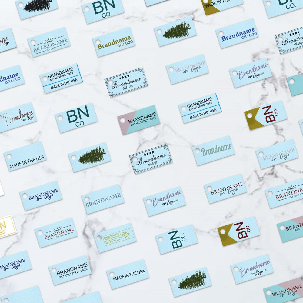 Shimmer Blue Custom Hang Tag Rectangle - 1" x 1/2" (300 pcs)