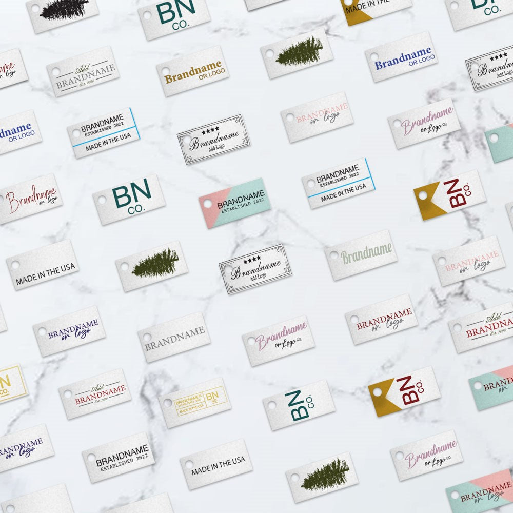 Shimmer Silver Custom Hang Tag Rectangle - 1" x 1/2" (300 pcs)