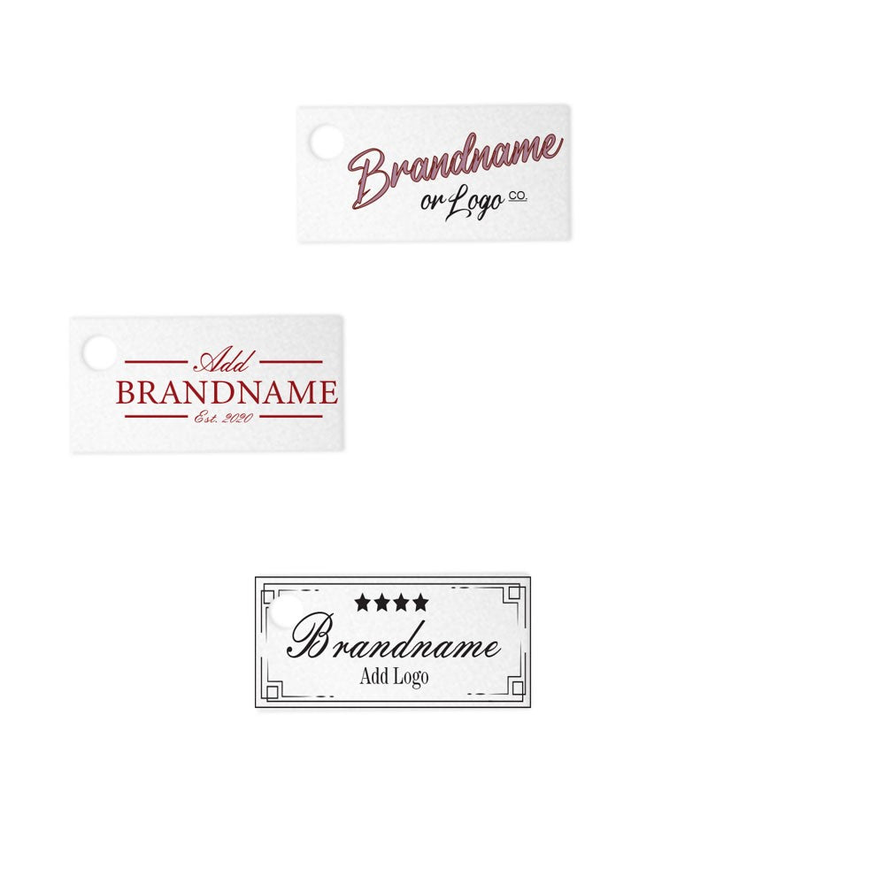 Shimmer White Custom Hang Tag Rectangle - 1" x 1/2" (300 pcs)