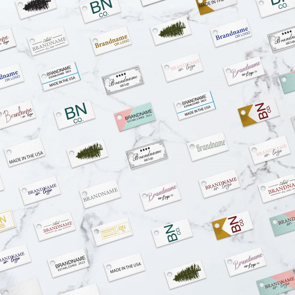 Shimmer White Custom Hang Tag Rectangle - 1" x 1/2" (300 pcs)