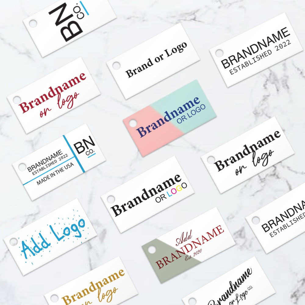 Matte White Custom Hang Tag Rectangle - 1" x 2" (100 pcs)