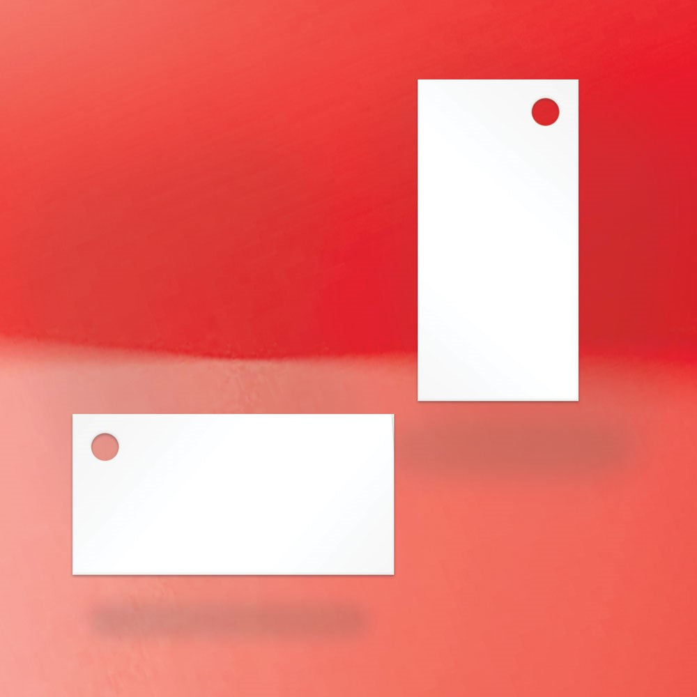 Matte White Custom Hang Tag Rectangle - 1" x 2" (100 pcs)