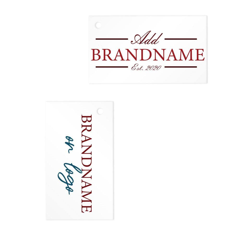 Matte White Custom Hang Tag Rectangle - 1" x 2" (100 pcs)