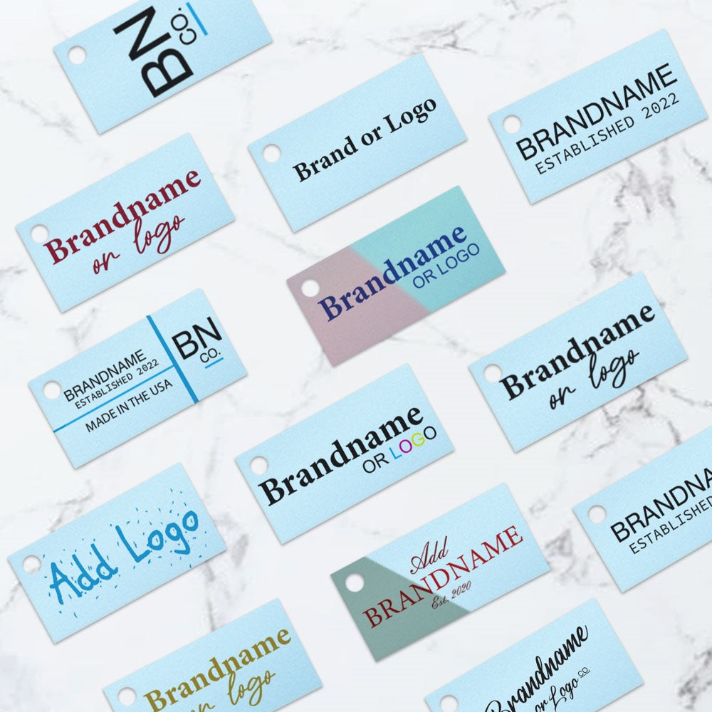 Shimmer Blue Custom Hang Tag Rectangle - 1" x 2" (100 pcs)